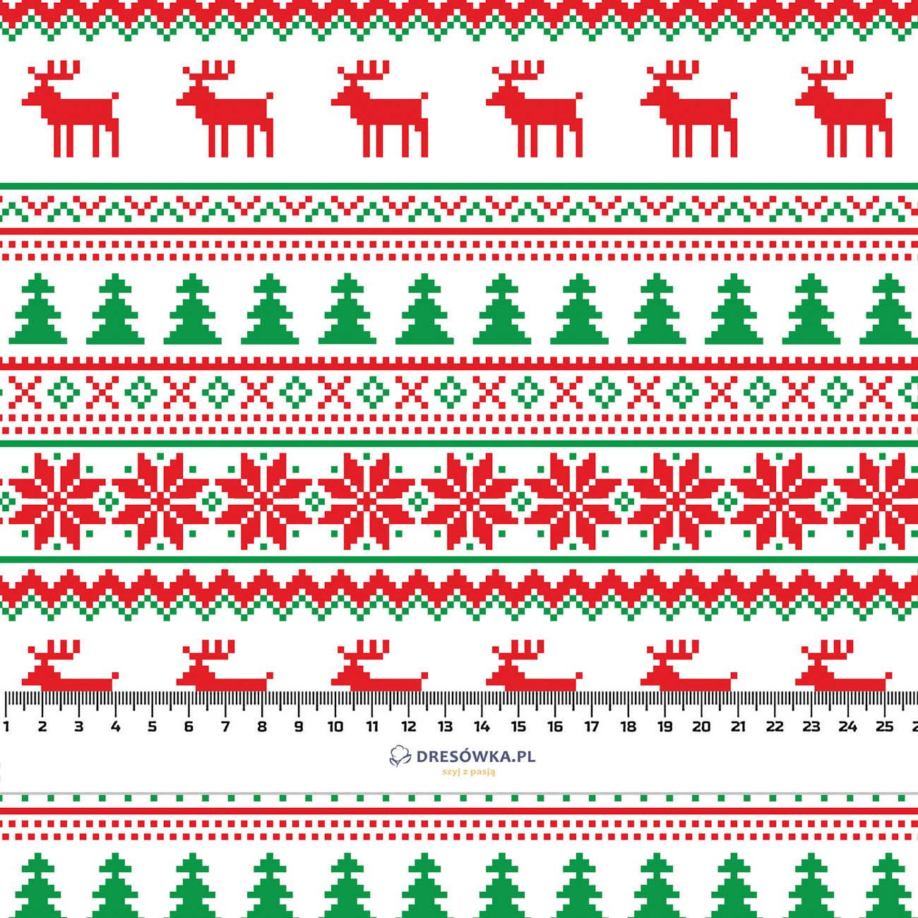 REINDEERS PAT. 2 / red- green - Cotton woven fabric