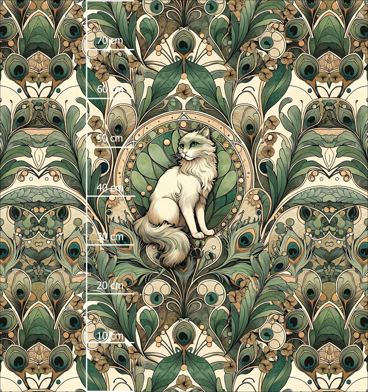 ART NOUVEAU CATS & FLOWERS PAT. 1 - panel (75cm x 80cm) brushed knitwear with elastane ITY