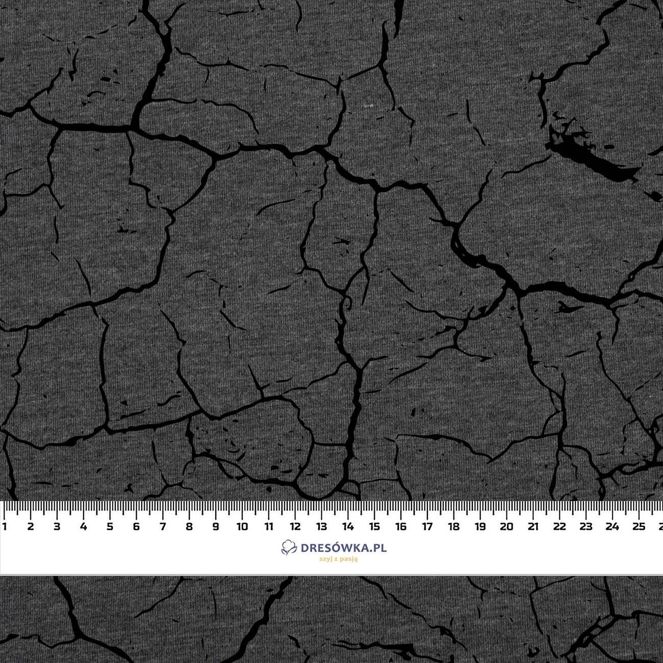 SCORCHED EARTH (black) / graphite - looped knit fabric