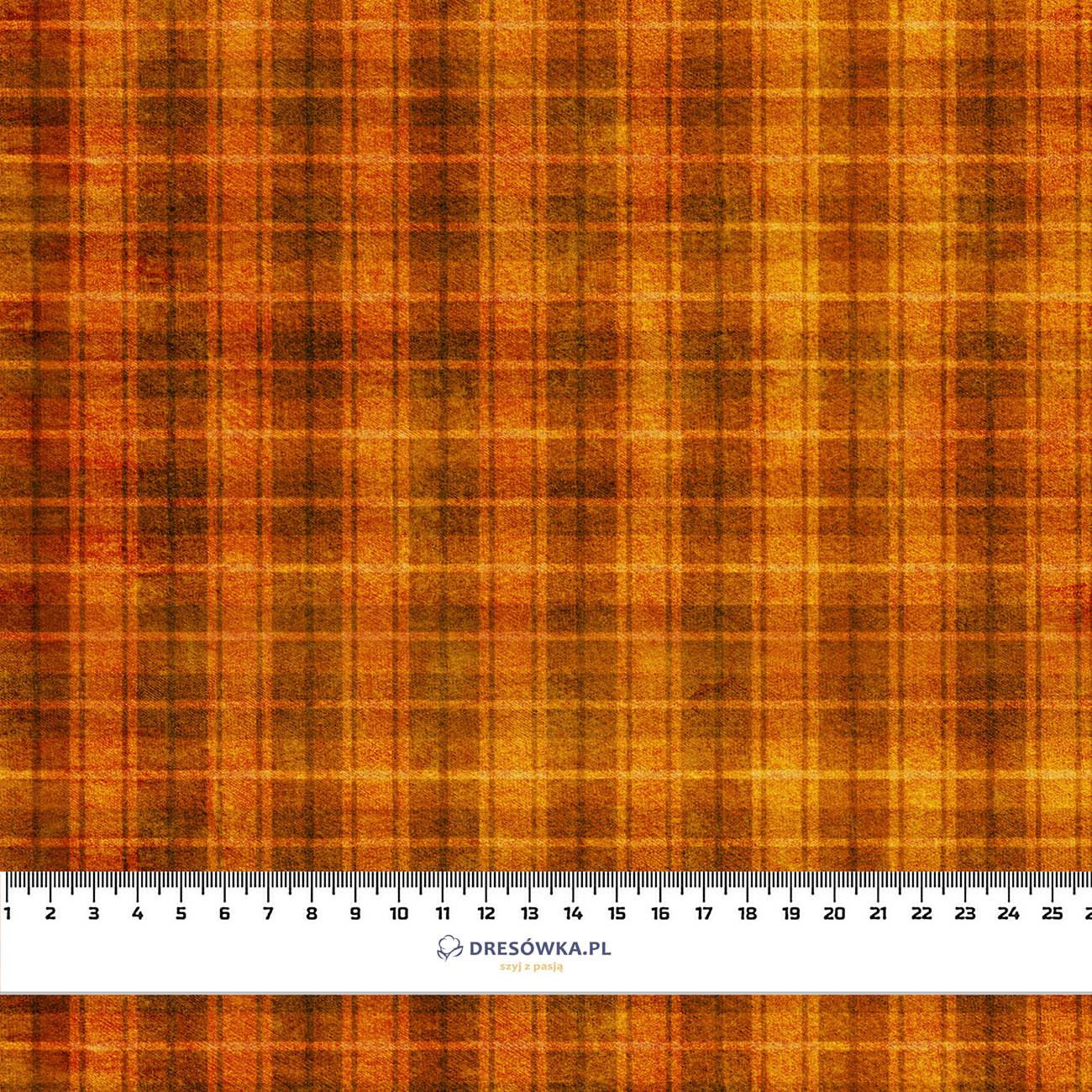 AUTUMN CHECK  / orange (AUTUMN COLORS) - looped knit fabric