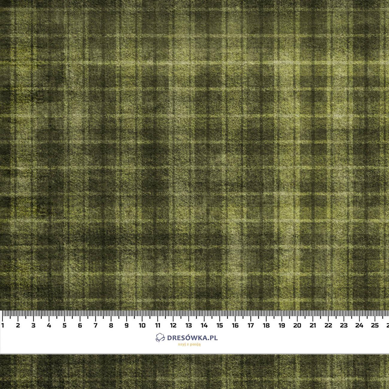 AUTUMN CHECK  / green (AUTUMN COLORS) - brushed knit fabric with teddy / alpine fleece