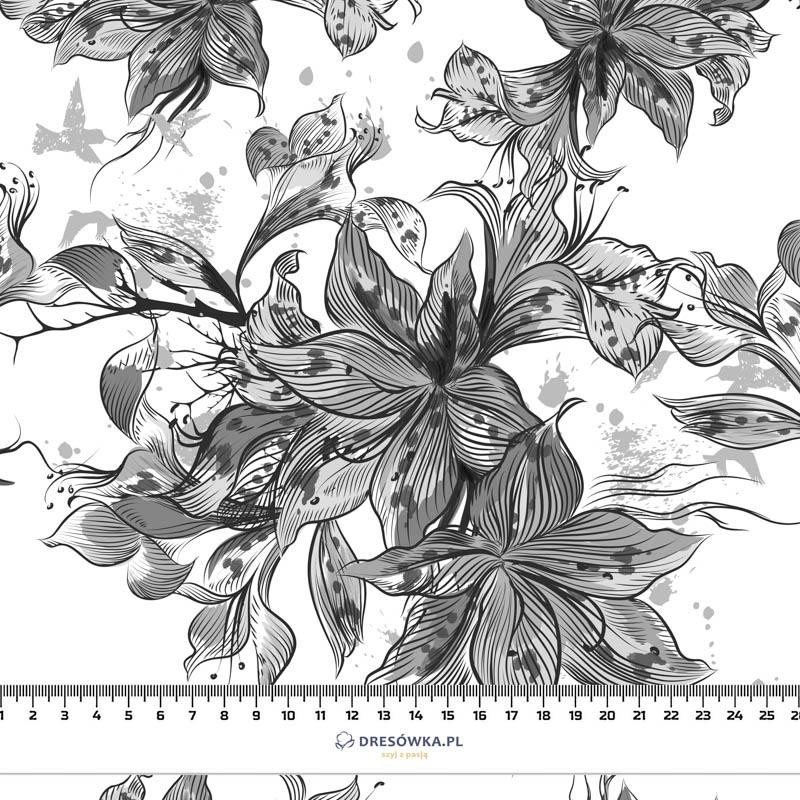 VANILLA BLOSSOM (GREY) / white- looped knit fabric