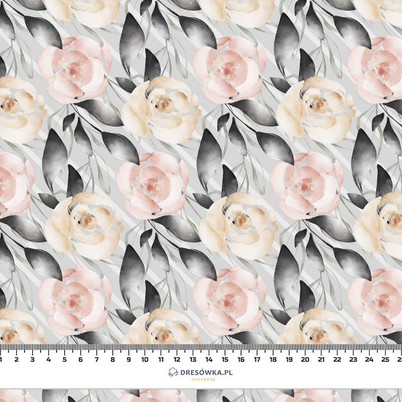 FLOWERS AND LEAVES pat. 5 / grey - single jersey with elastane 