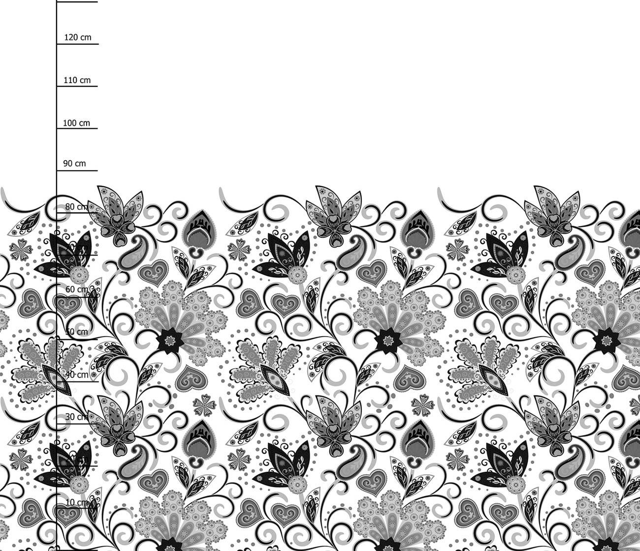 FLOWERS (pattern no. 2 grey) / white - dress panel