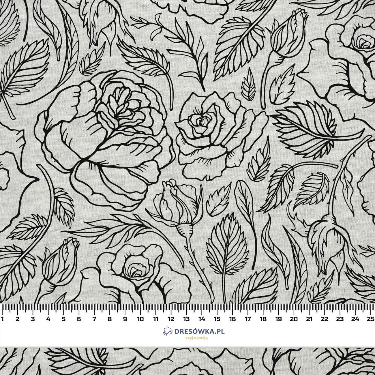ROSES / CONTOUR  / melange light grey - looped knit fabric
