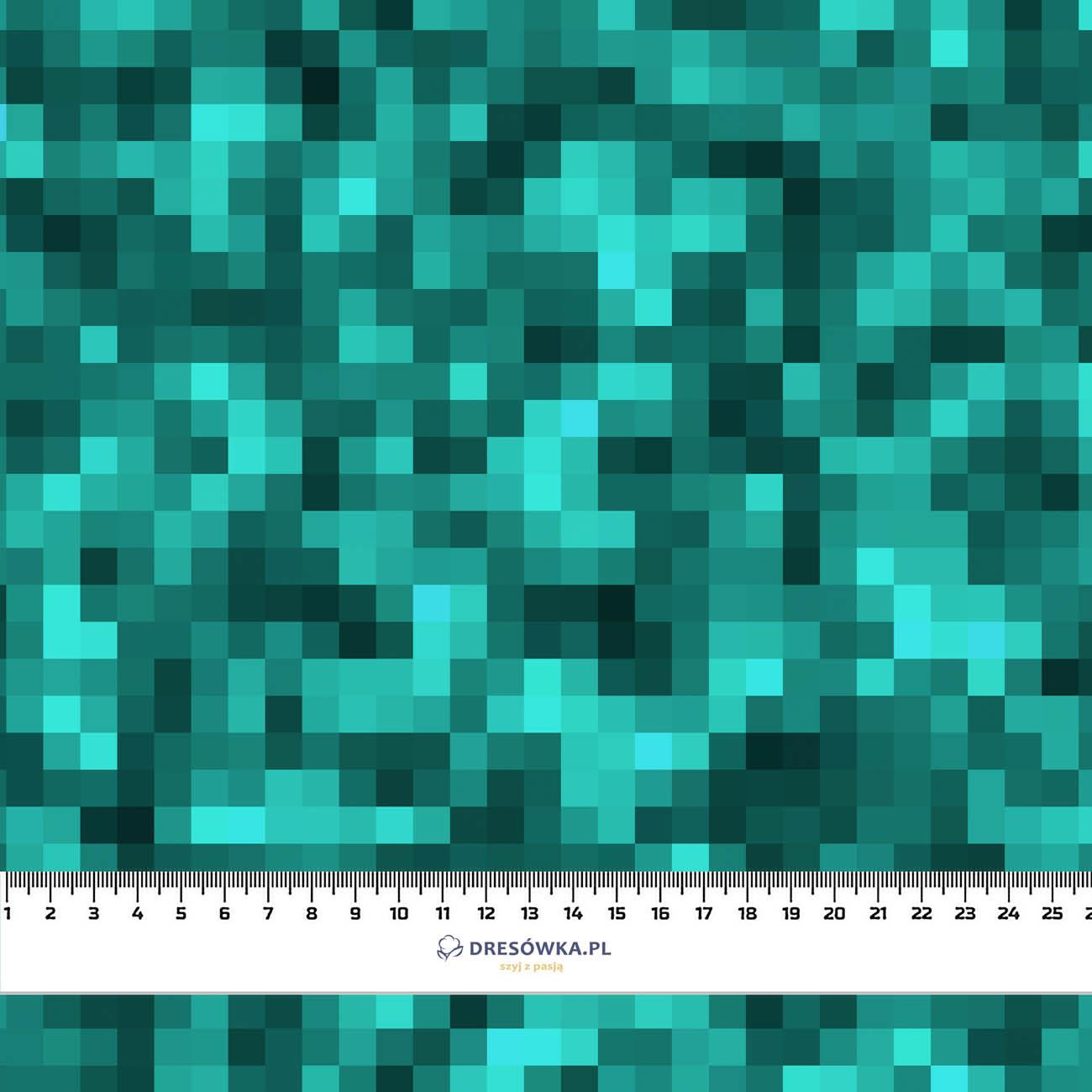 PIXELS pat. 2 / sea blue - looped knit fabric