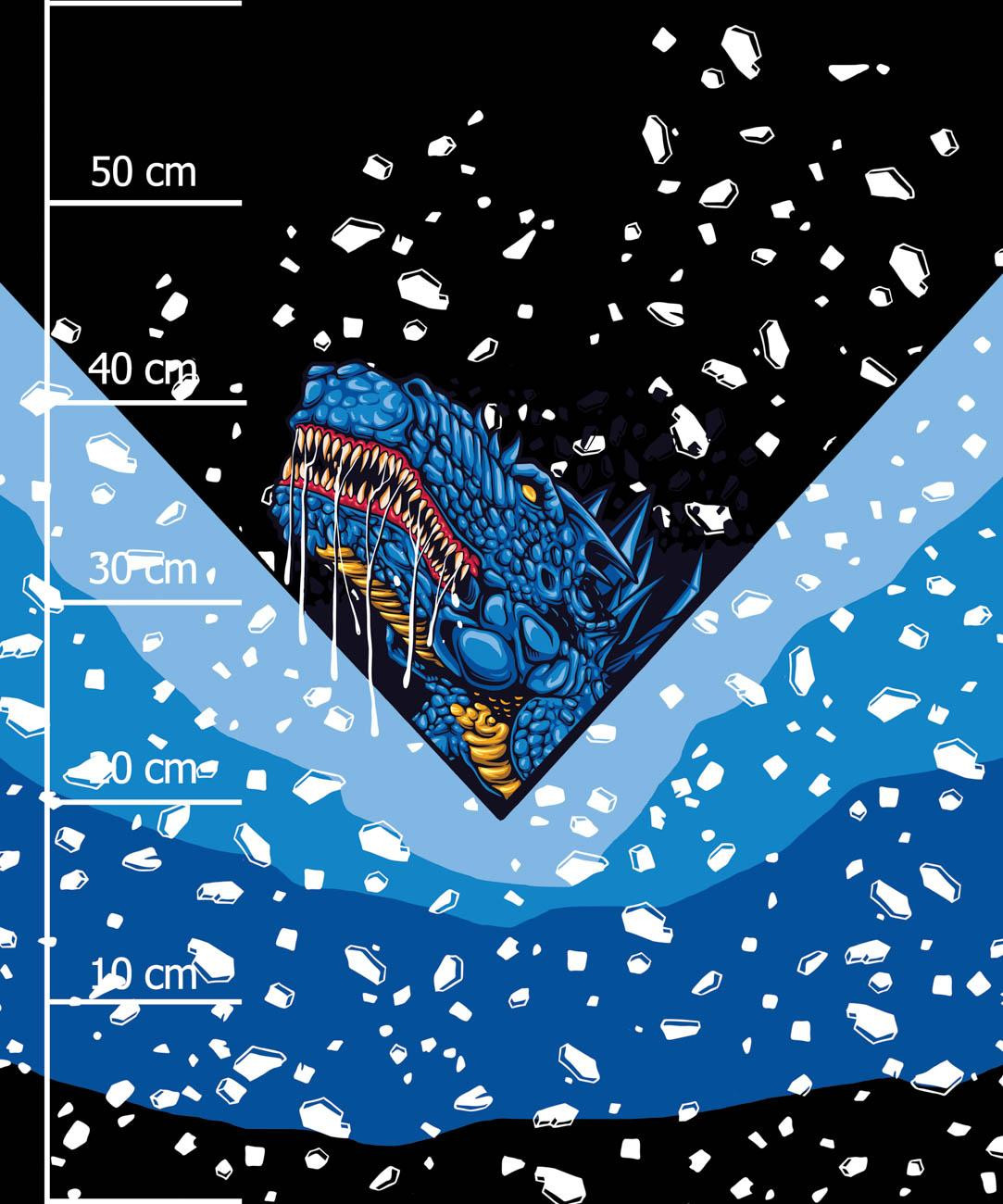 BLUE DRAGON PAT. 2 / black -  PANEL (60cm x 50cm) looped knit fabric with elastane ITY