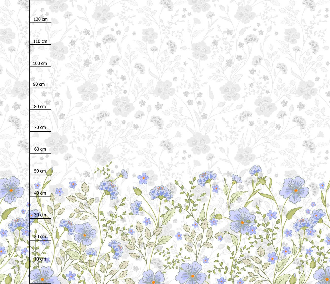 FLOWERS (pattern no. 5 green) / white - dress panel 