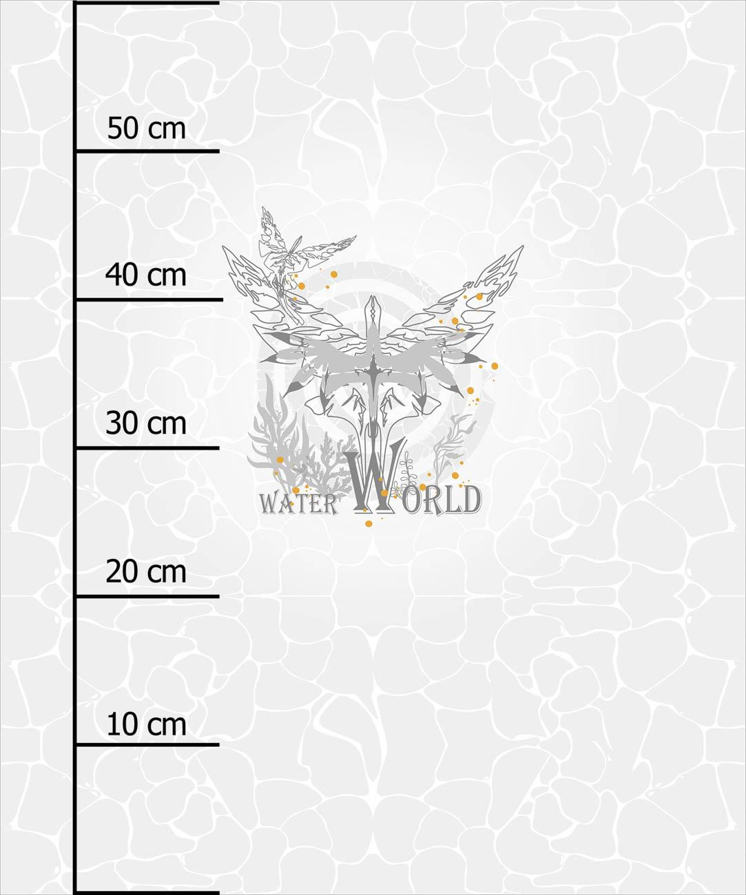 WATER WORLD  / grey - PANEL (60cm x 50cm) SINGLE JERSEY
