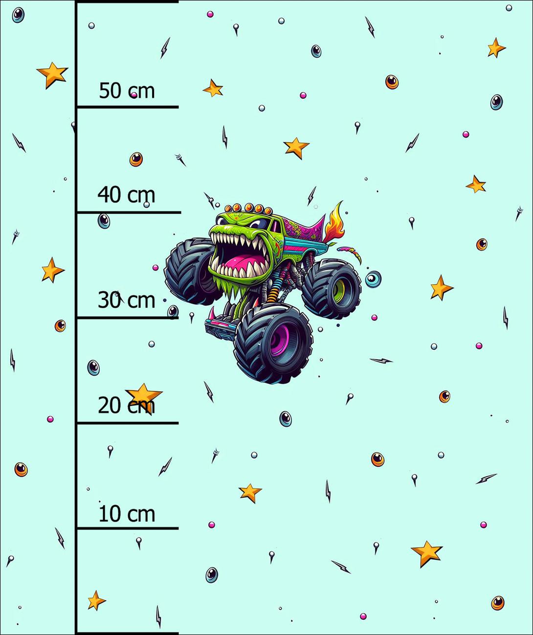 MONSTER TRUCK PAT. 3 -  PANEL (60cm x 50cm) brushed knitwear with elastane ITY