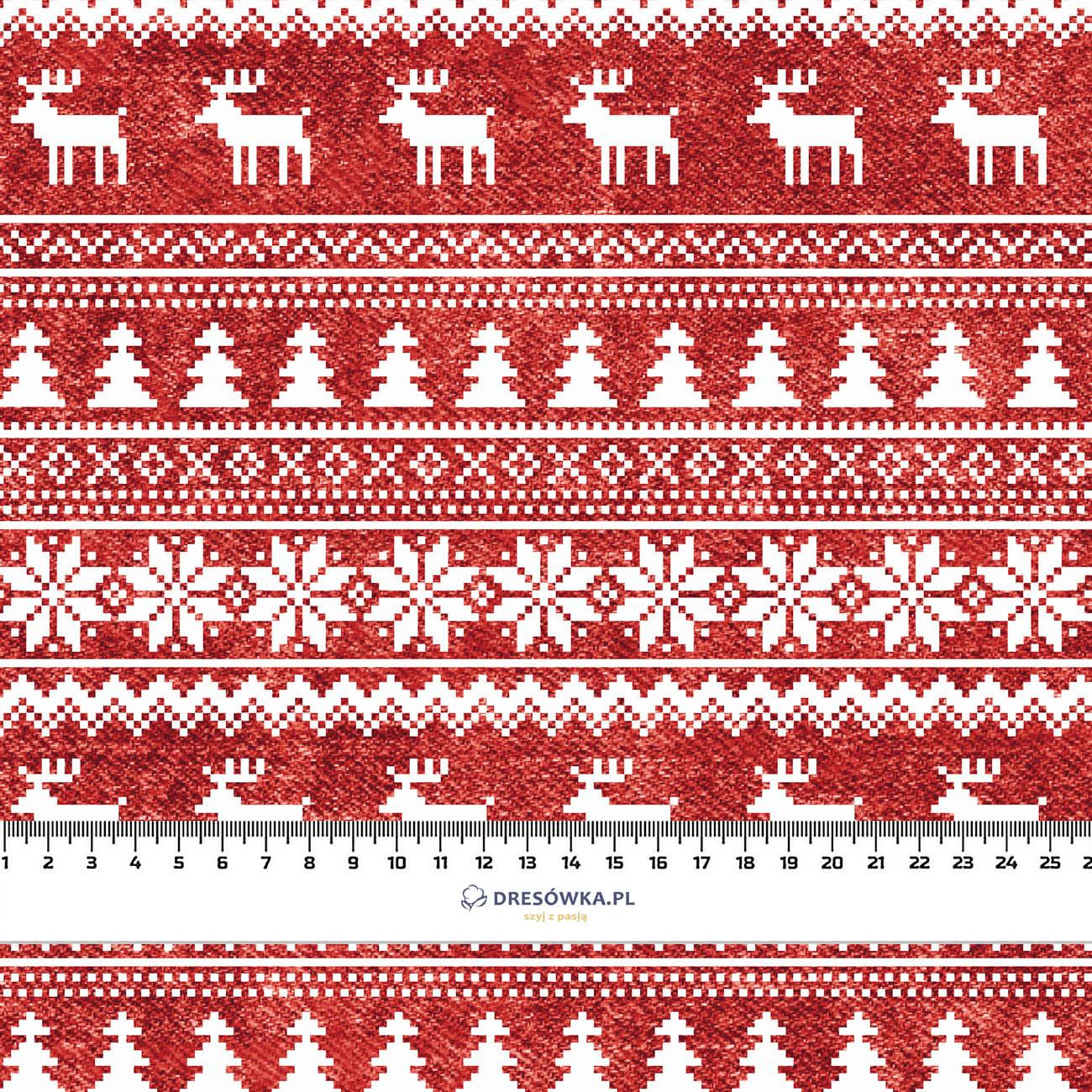 100cm REINDEERS PAT. 2 / ACID WASH RED - Woven Fabric for tablecloths