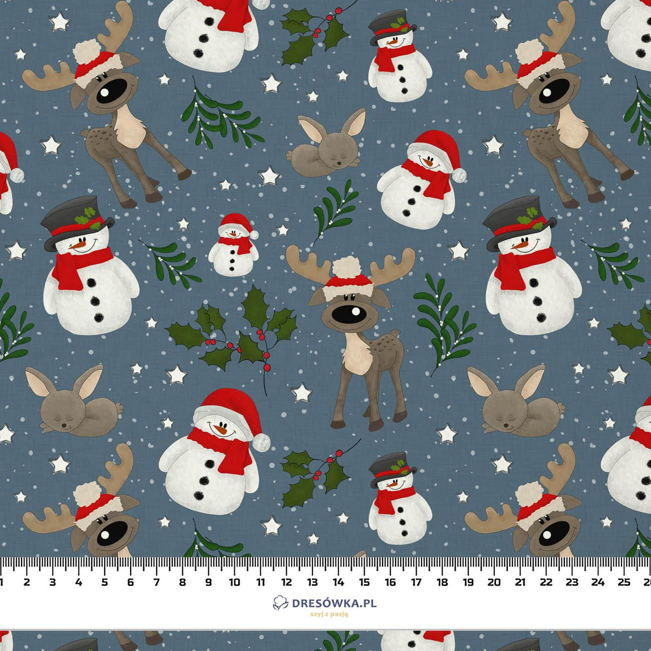 SNOWMEN AND REINDEERS / jeans (WINTER SQUAD) - brushed knit fabric with teddy / alpine fleece