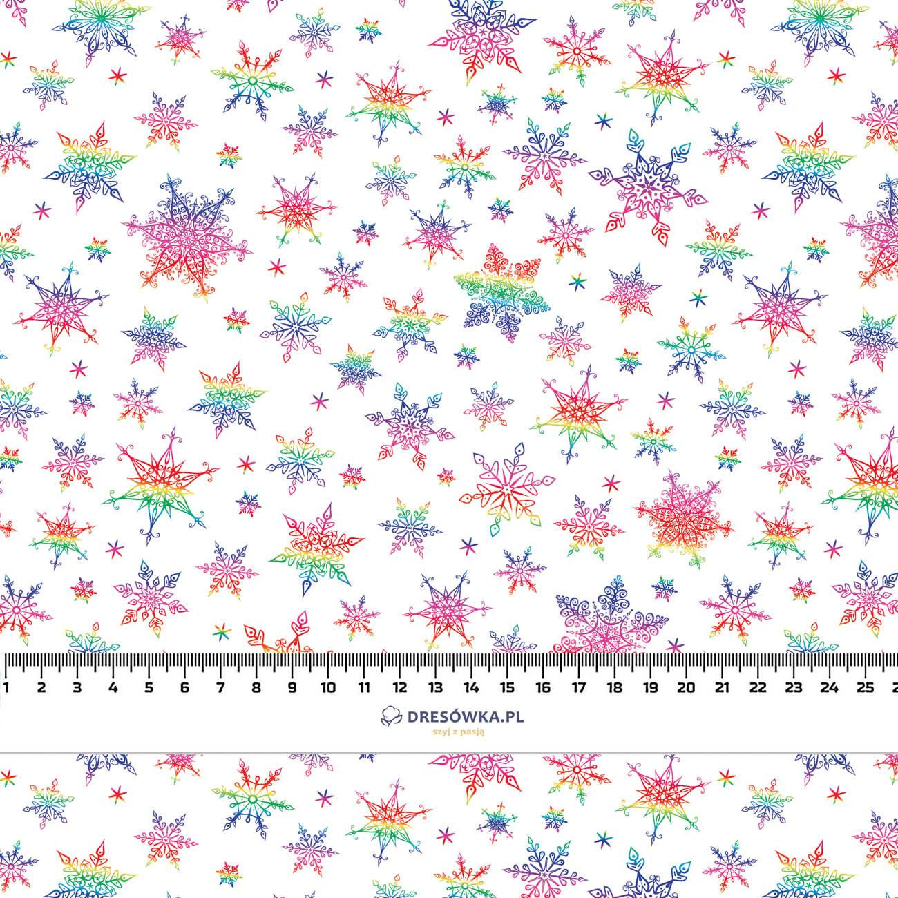 RAINBOW SNOWFLAKES PAT. 2 - brushed knit fabric with teddy / alpine fleece