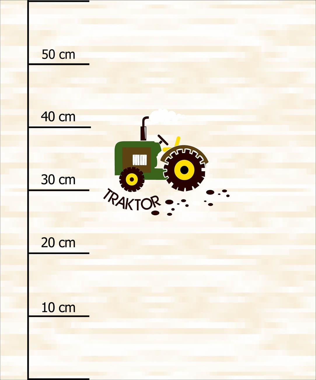 TRACTOR GREEN / gray - panel (60cm x 50cm) Cotton woven fabric