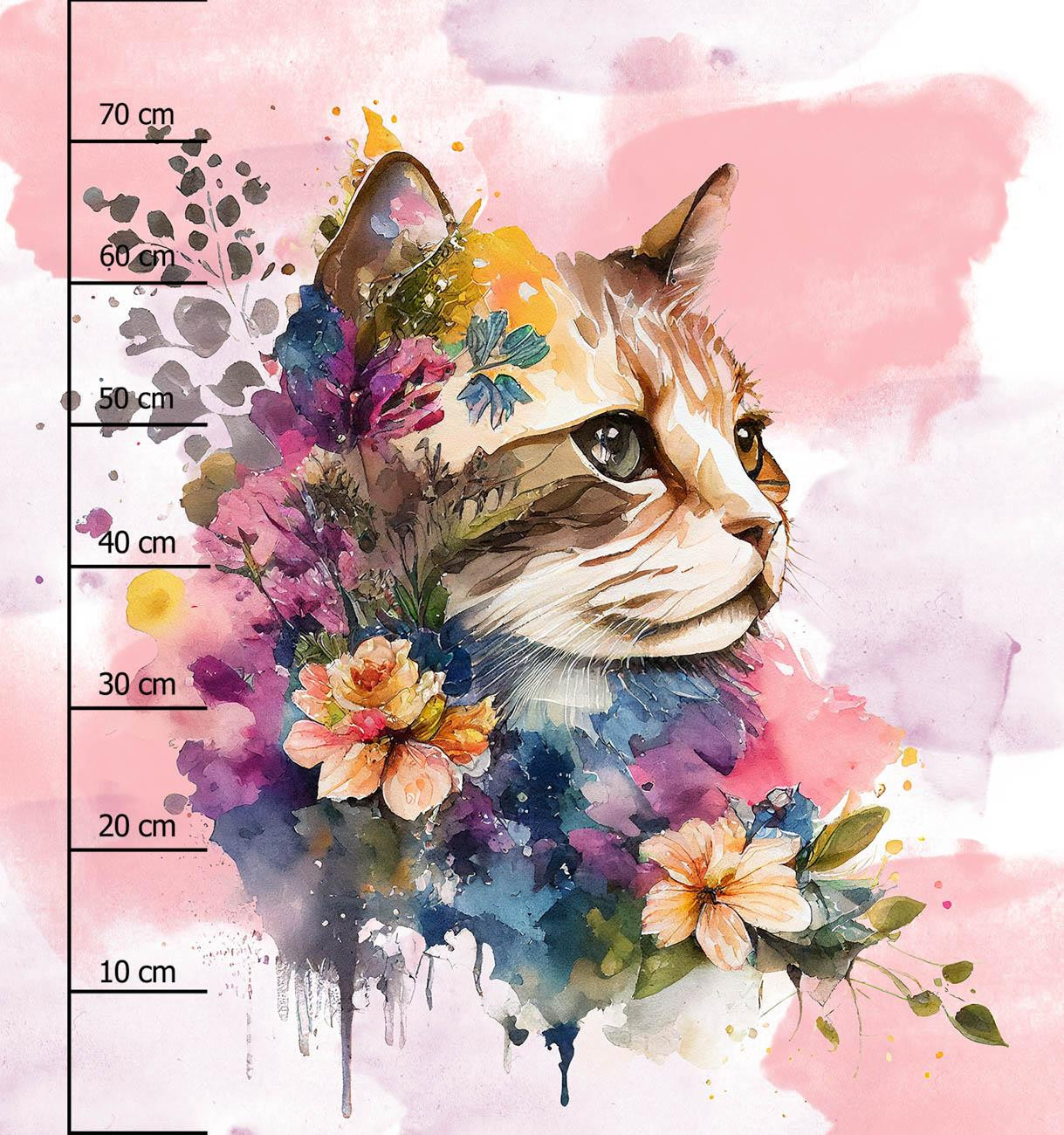 WATERCOLOR CAT PAT. 1 - panel (75cm x 80cm) lycra 300g