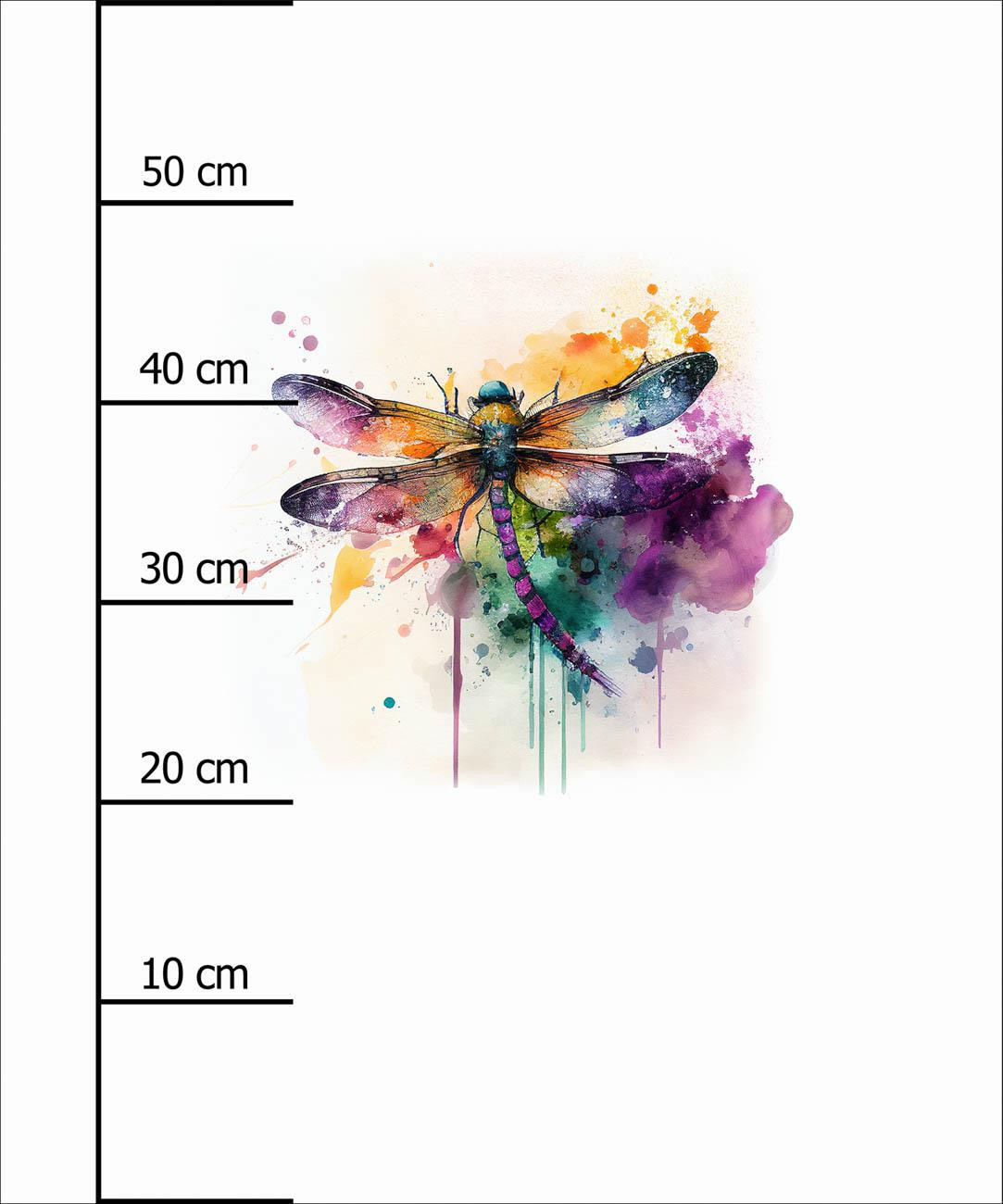 WATERCOLOR DRAGONFLY - panel (60cm x 50cm) Cotton woven fabric