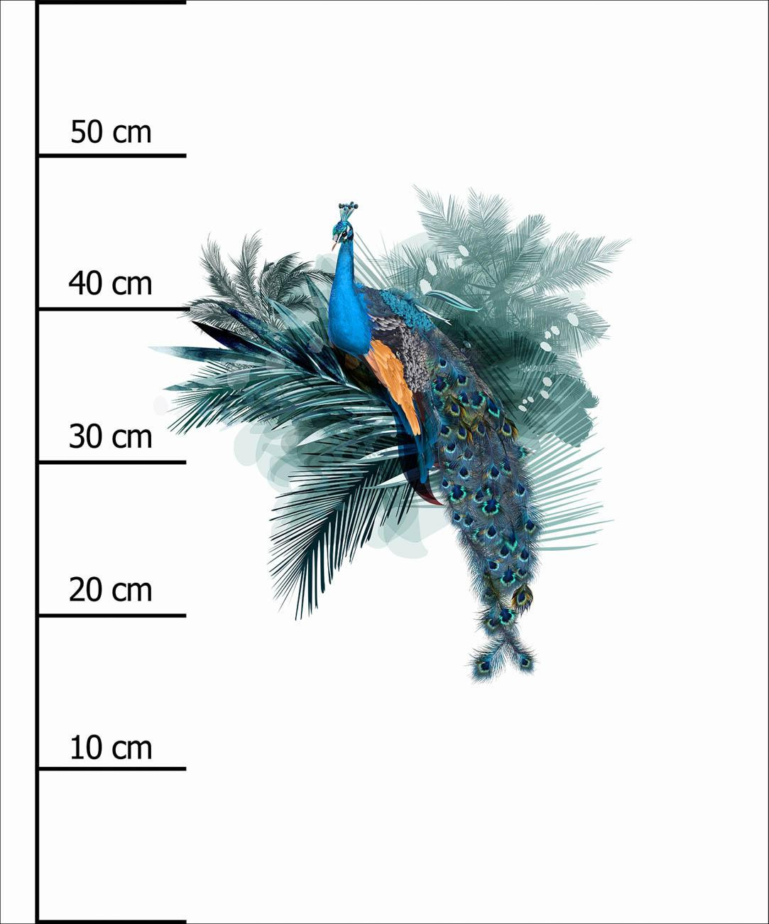 WATERCOLOR PEACOCK - panel (60cm x 50cm) Cotton woven fabric