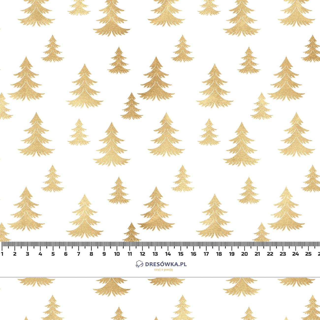 GOLDEN CHRISTMAS TREES (WHITE CHRISTMAS) - Woven Fabric for tablecloths