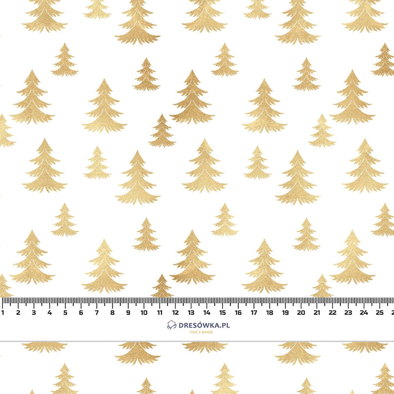 GOLDEN CHRISTMAS TREES (WHITE CHRISTMAS) - Cotton woven fabric