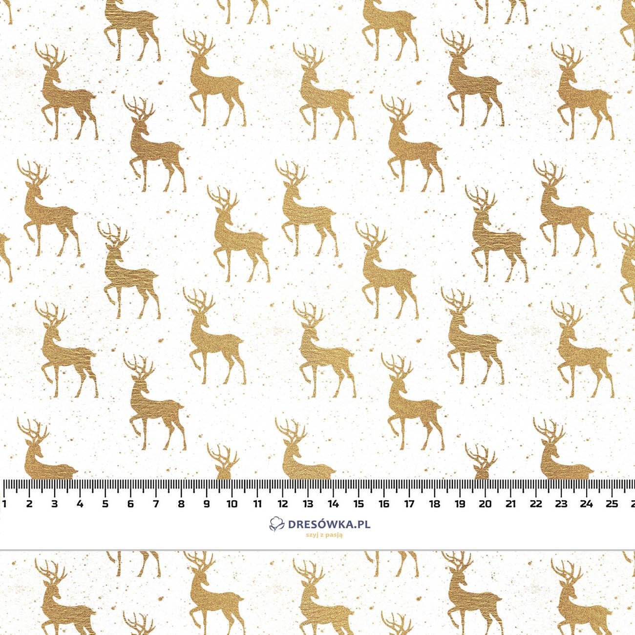 GOLDEN DEERS pat. 2 (WHITE CHRISTMAS) - single jersey with elastane 