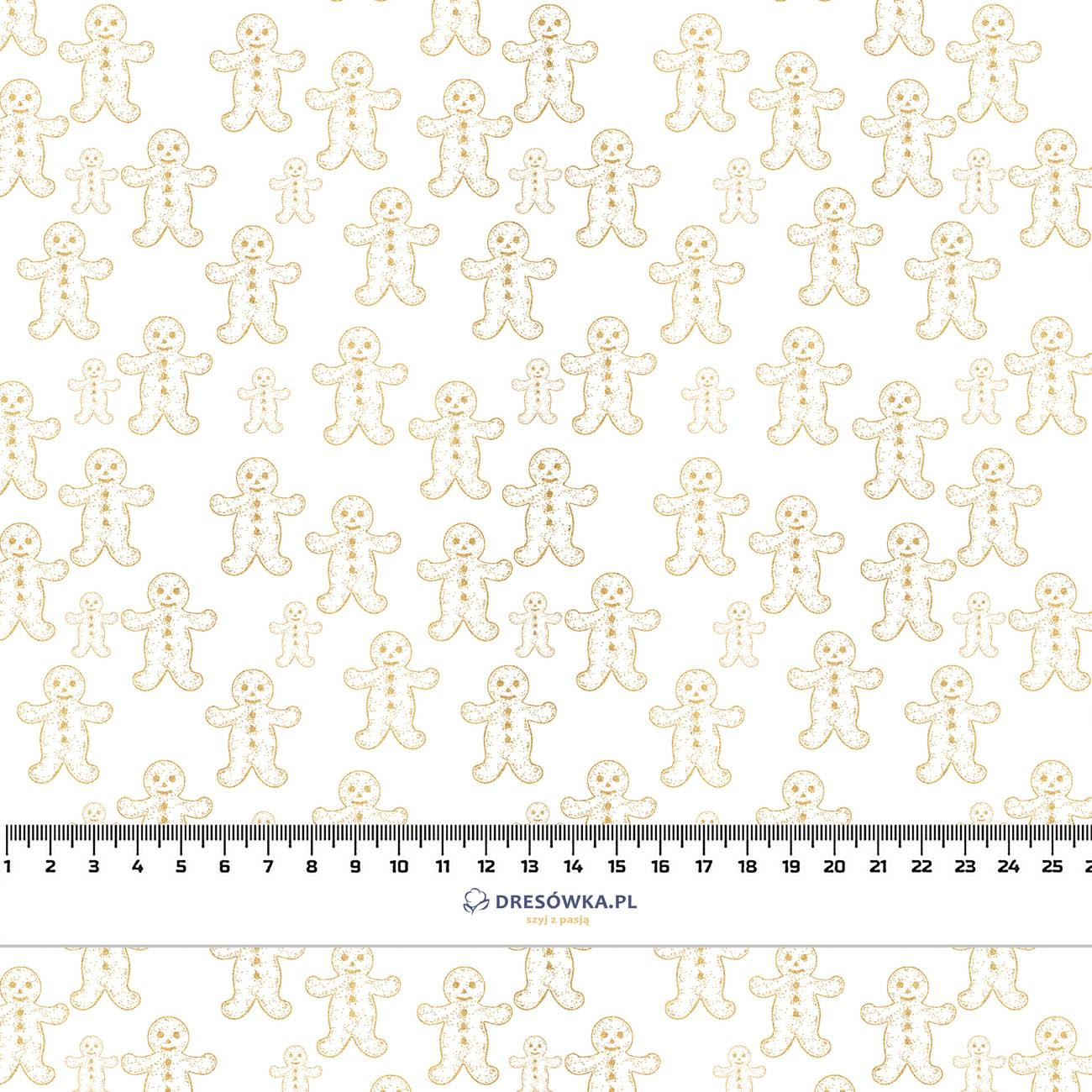 GOLDEN GINGERBREAD MEN (WHITE CHRISTMAS) - looped knit fabric
