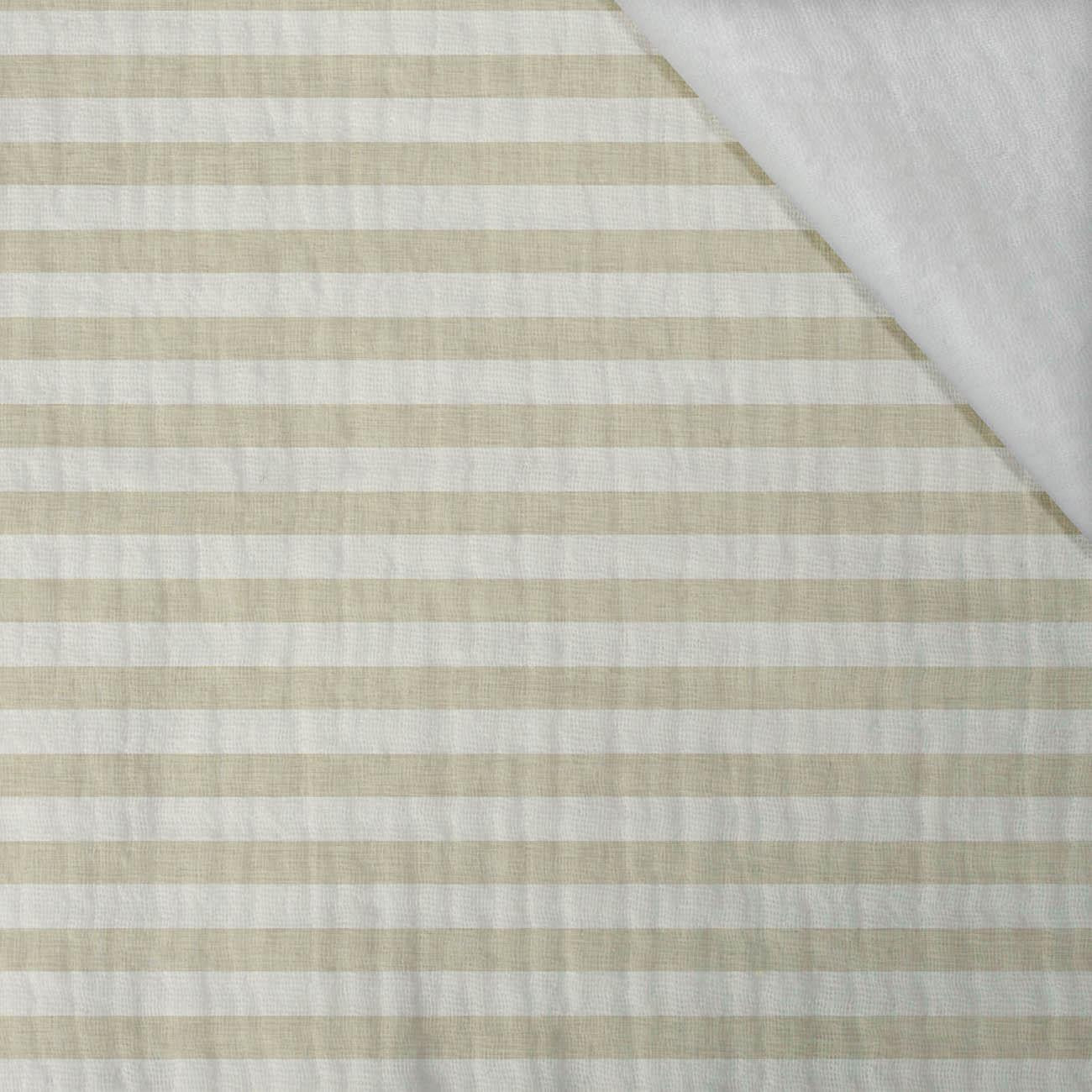 STRIPES 1x1 - acid ecru / acid beige  - Cotton muslin