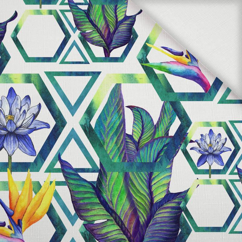 FLOWERS IN HEXAGONS - Woven Fabric for tablecloths