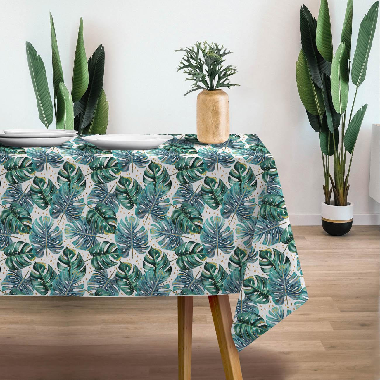 MONSTERA pat. 4 / white  - Woven Fabric for tablecloths