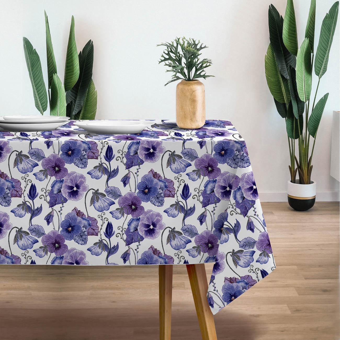 PANSIES (BLOOMING MEADOW) (Very Peri) - Linen 100%