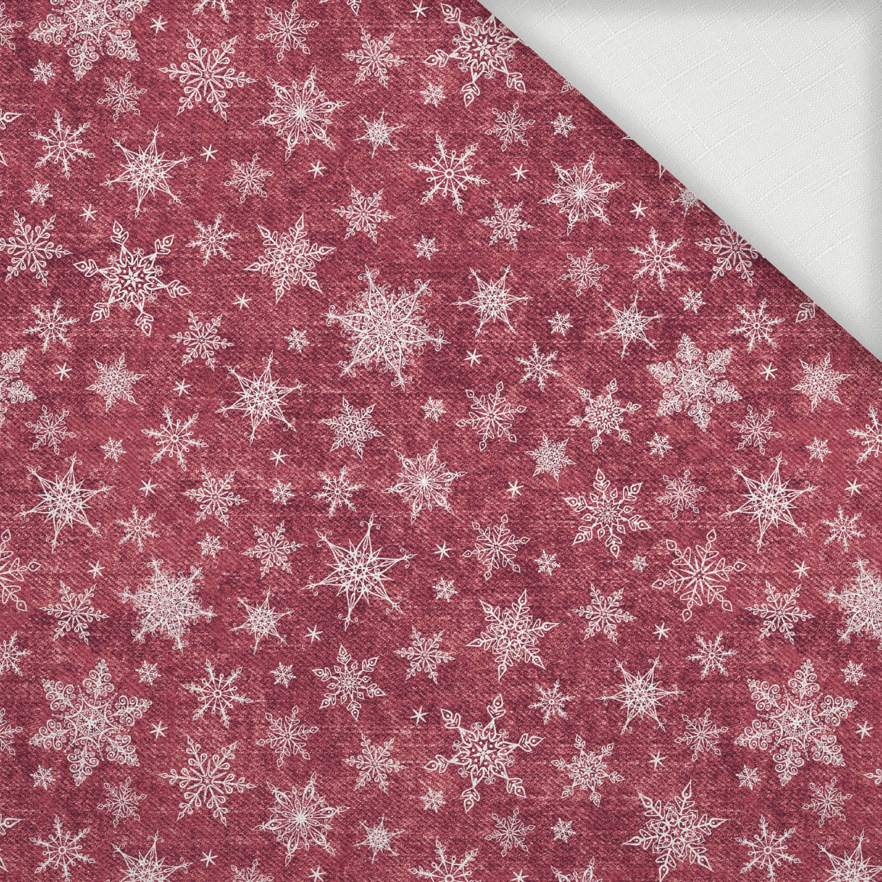 SNOWFLAKES PAT. 2 / ACID WASH MAROON  - Woven Fabric for tablecloths