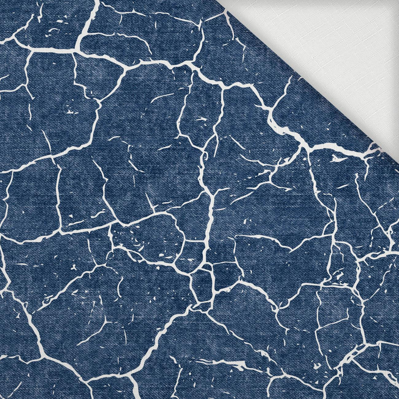 SCORCHED EARTH (white) / ACID WASH (dark blue) - Woven Fabric for tablecloths