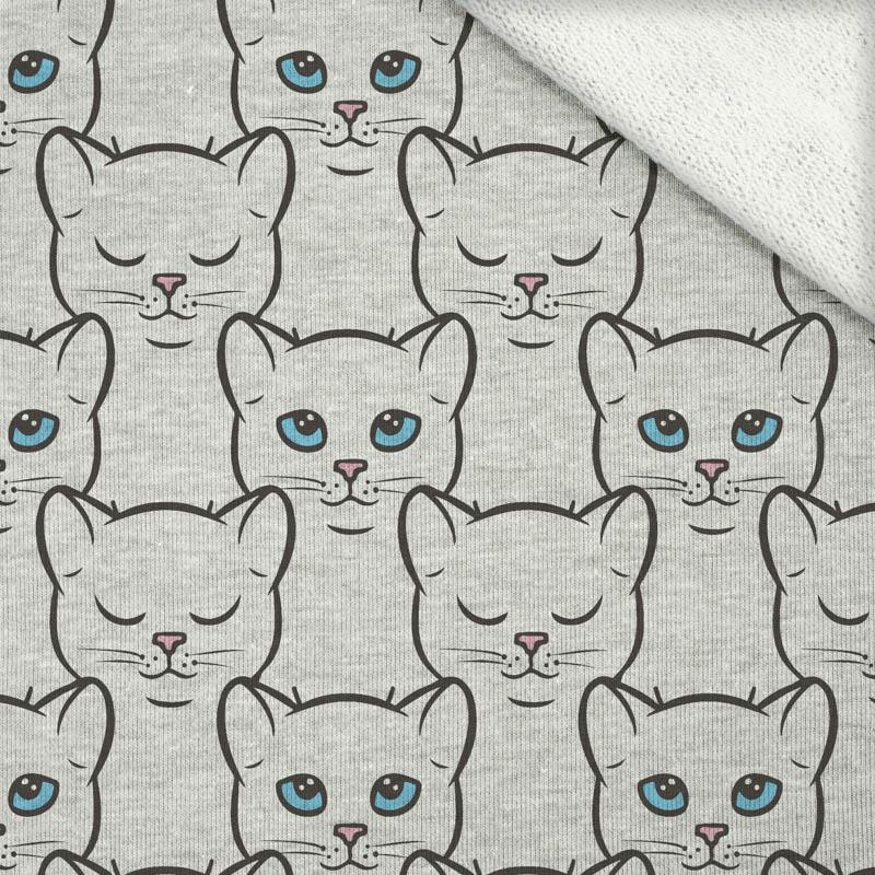 Cat's eyes / melange light grey - thick looped knit 