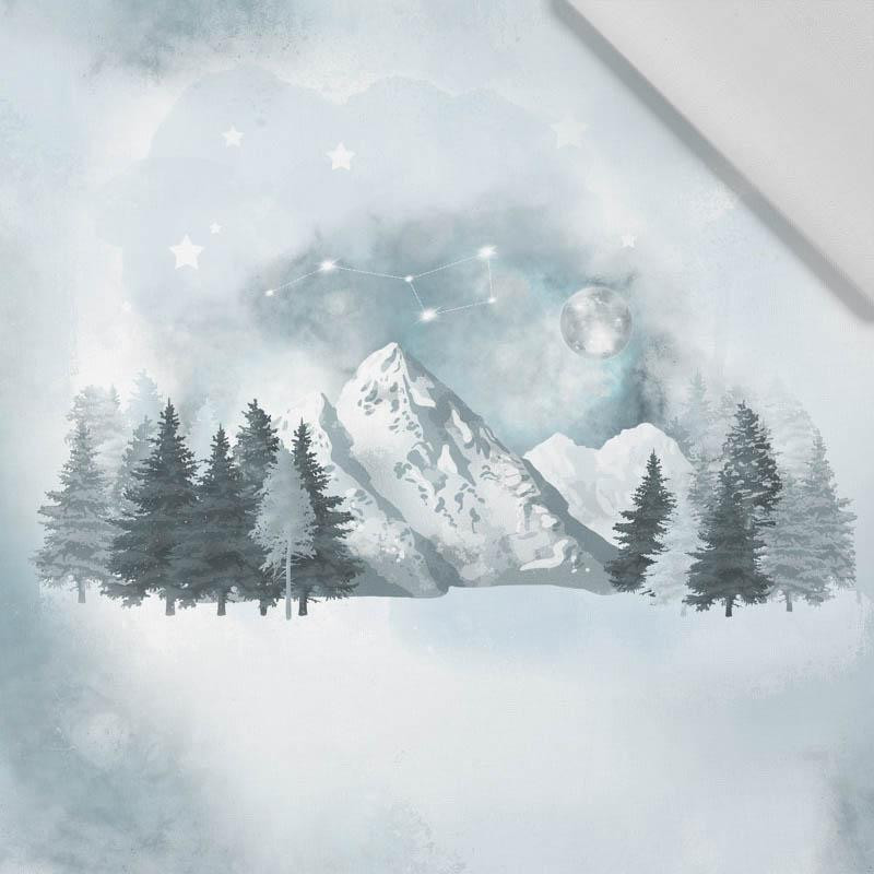 TREES AND MOUNTAINS (WINTER IN THE MOUNTAIN) - Cotton woven fabric panel / Choice of sizes