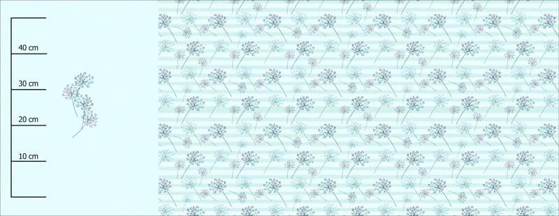 GLITTER DANDELIONS (DRAGONFLIES AND DANDELIONS) - panoramic panel looped knit (60cm x 155cm)