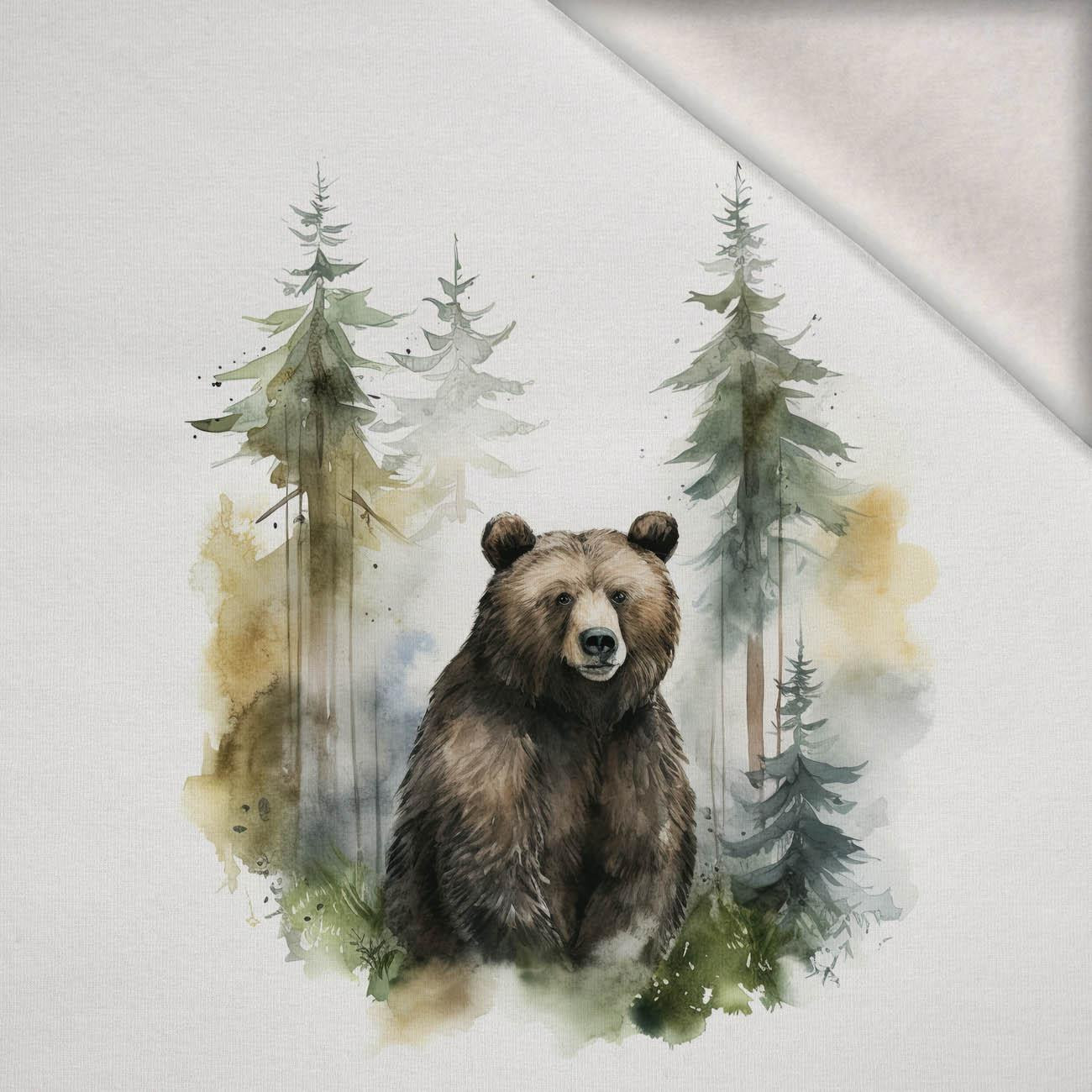 WATERCOLOR BEAR -  PANEL (60cm x 50cm) brushed knitwear with elastane ITY