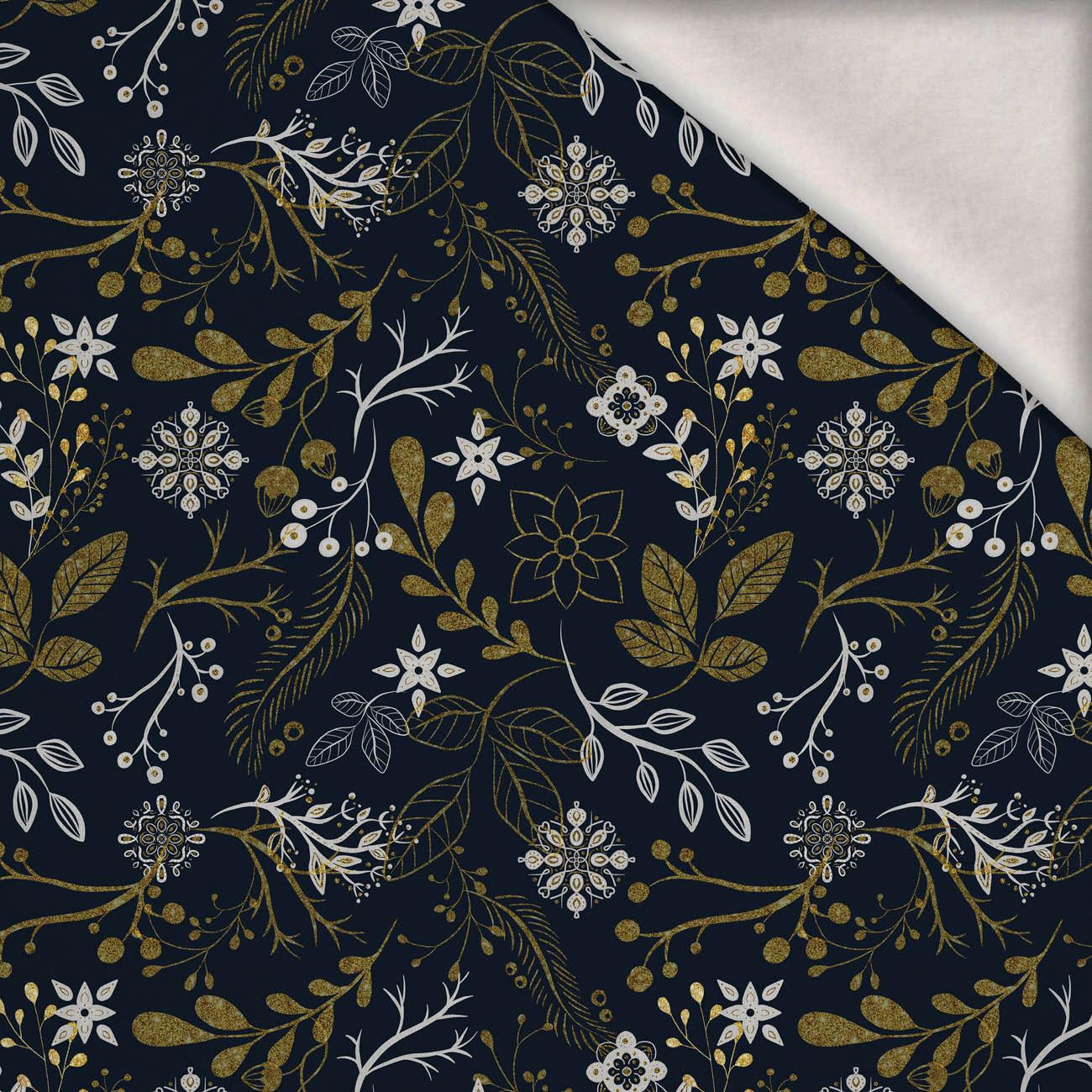 FOLK FLORAL pat. 1 / gold (FOLK FOREST) - brushed knitwear with elastane ITY