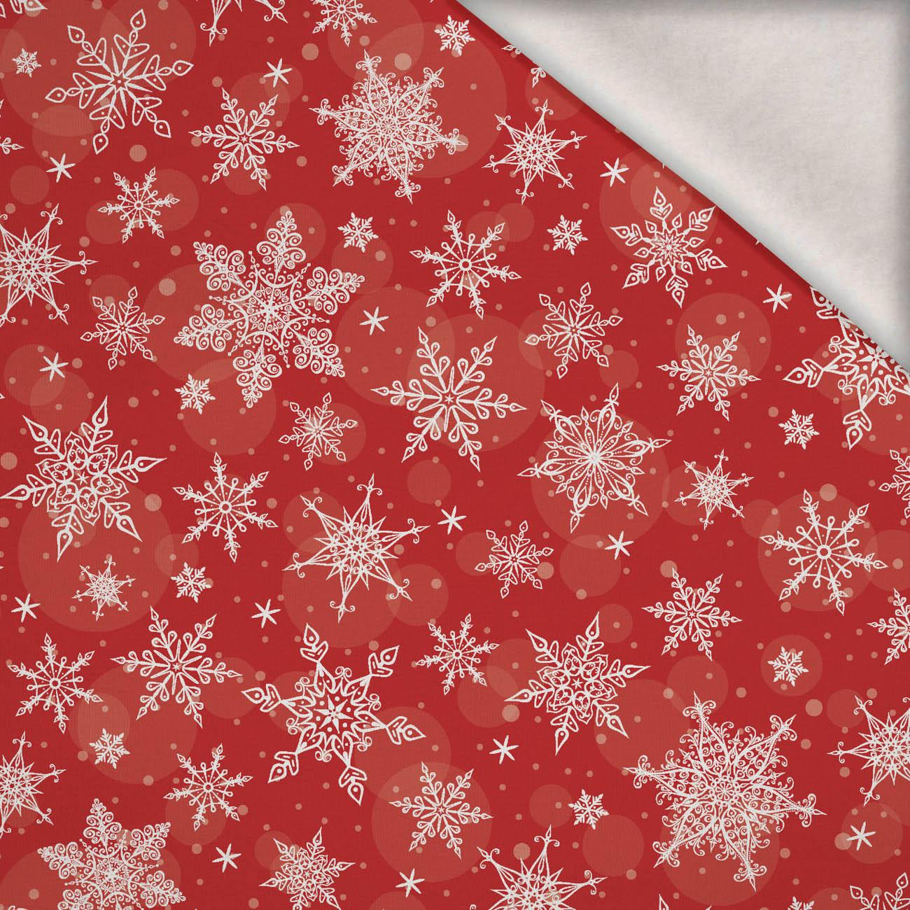 SNOWFLAKES PAT. 2 / red - brushed knitwear with elastane ITY