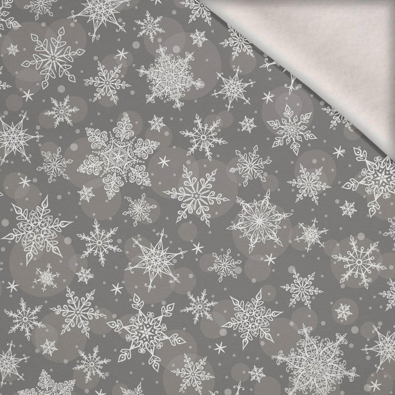 SNOWFLAKES PAT. 2 / grey - brushed knitwear with elastane ITY