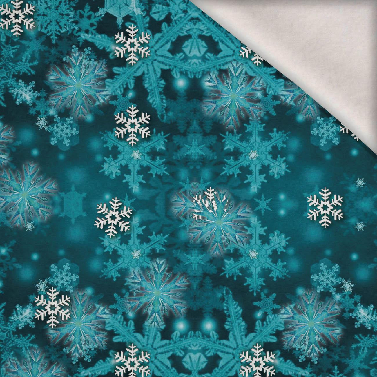 TURQUOISE SNOWFLAKES (PENGUINS) - brushed knitwear with elastane ITY
