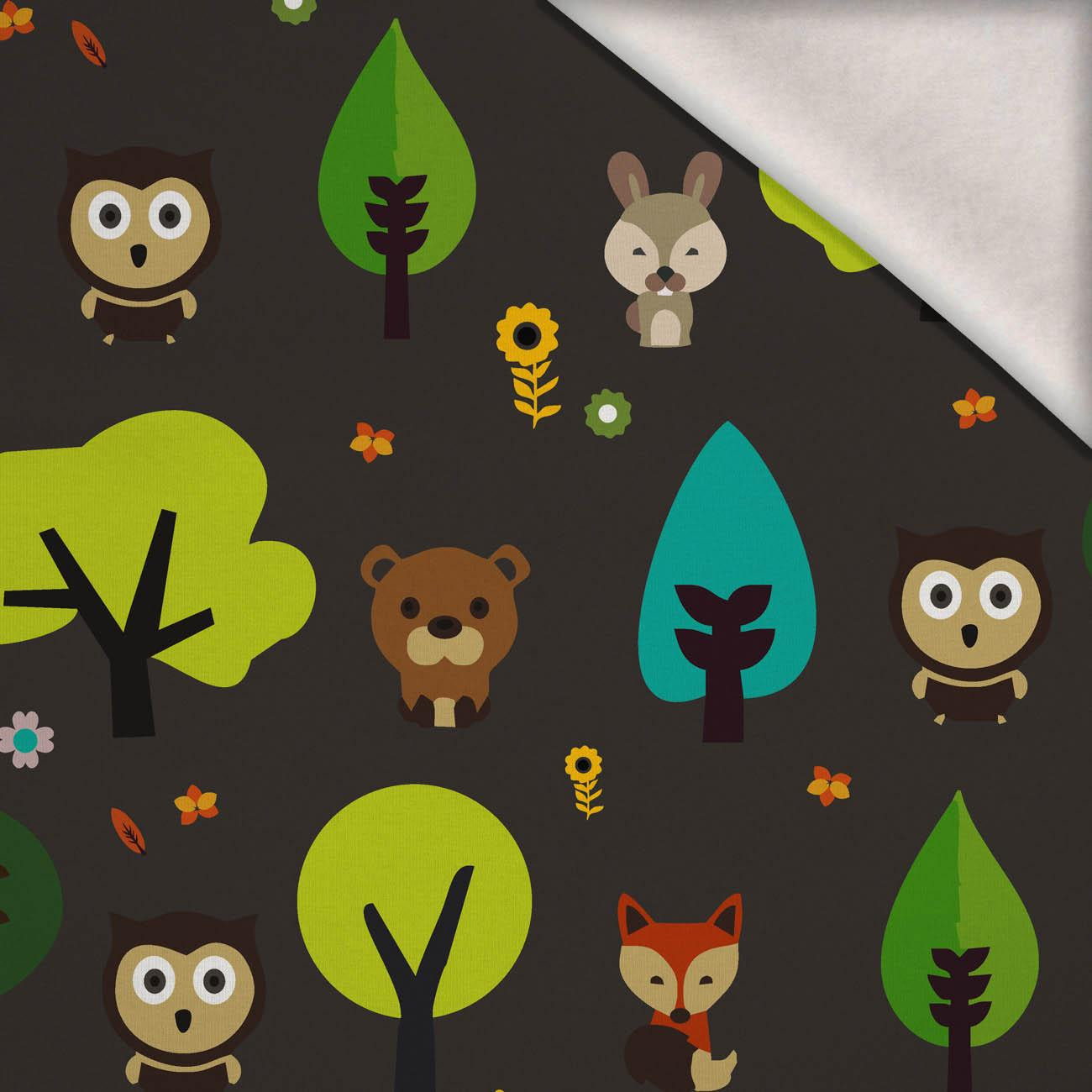 ANIMALS IN FOREST - looped knit fabric with elastane
