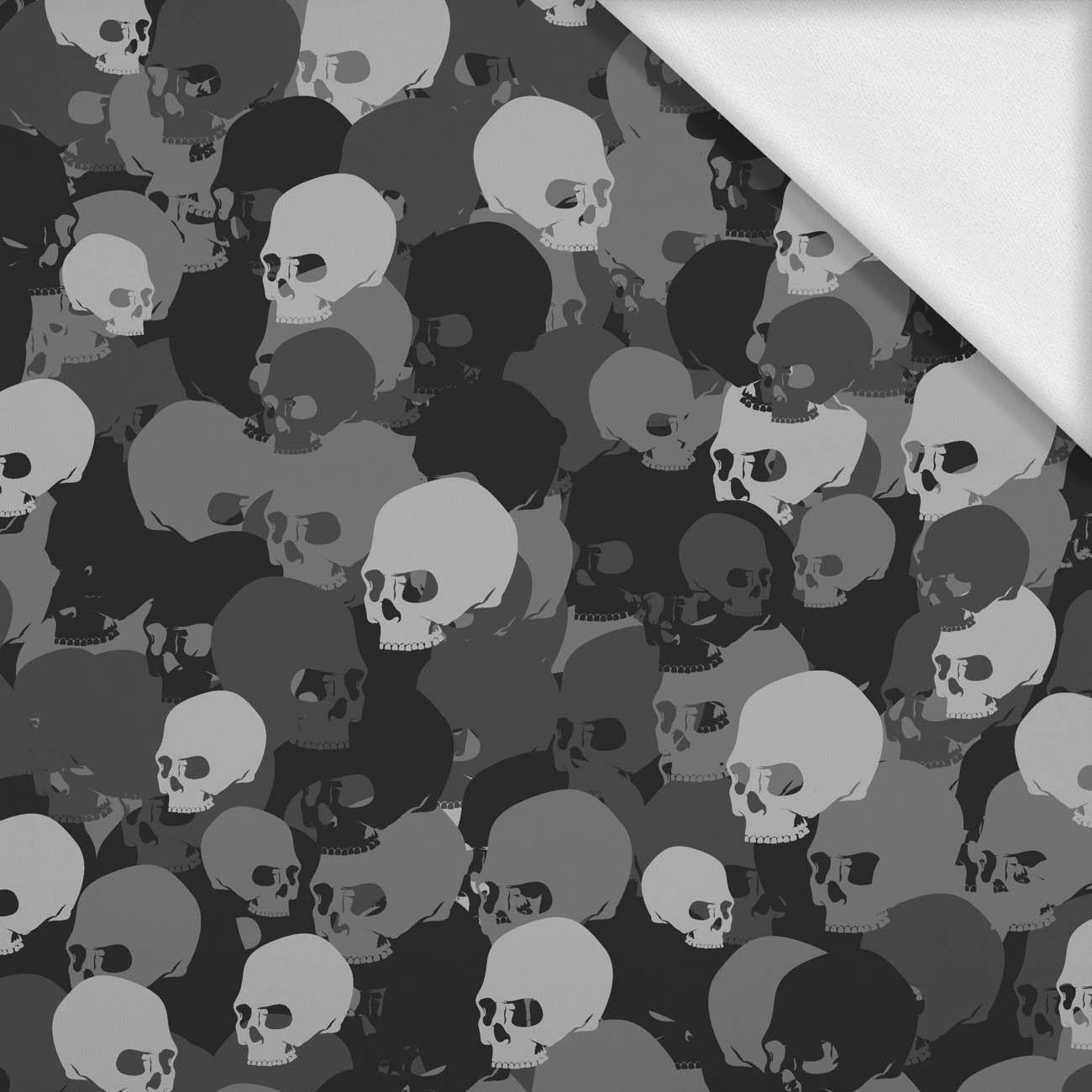 CAMOUFLAGE SKULLS / olive - looped knit fabric with elastane ITY