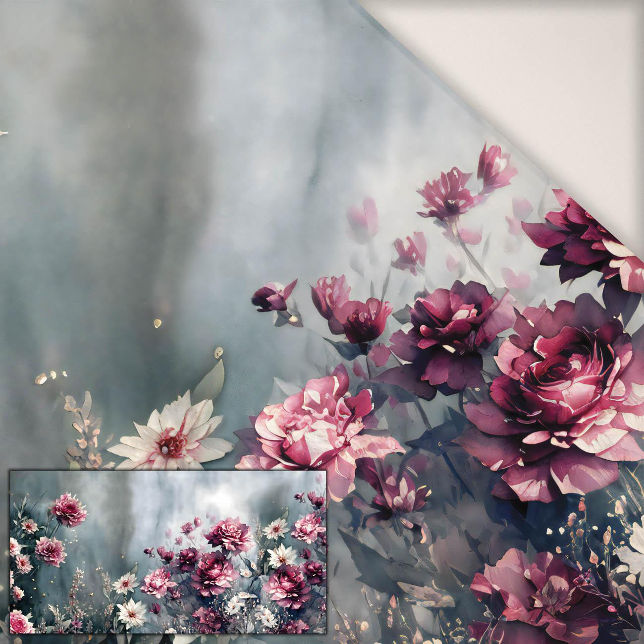 VINTAGE FLOWERS WZ. 4 - panel (80cm x 1555cm) Cotton sateen 190g