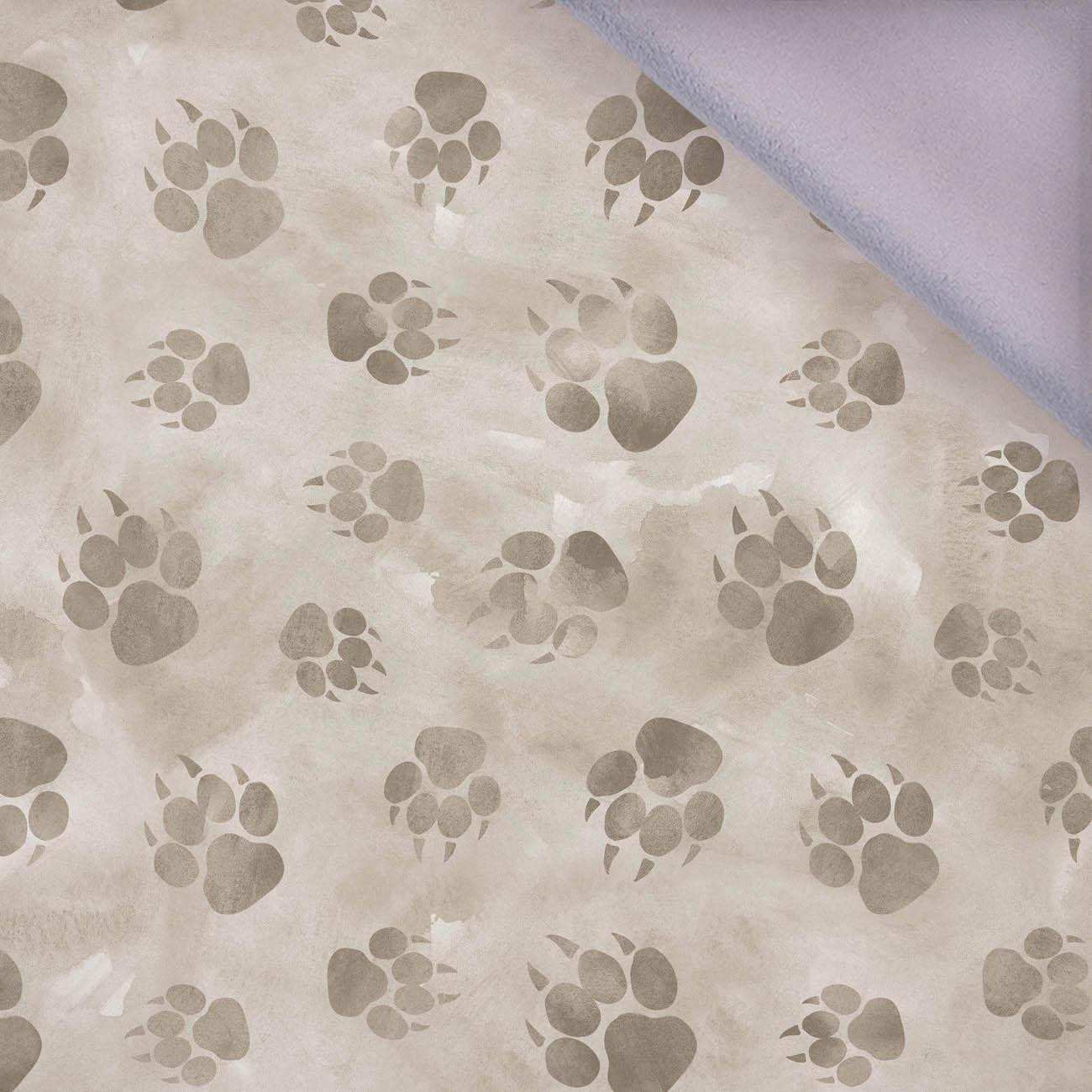 PAW PRINTS / BEIGE (SNOW LEOPARDS) - softshell