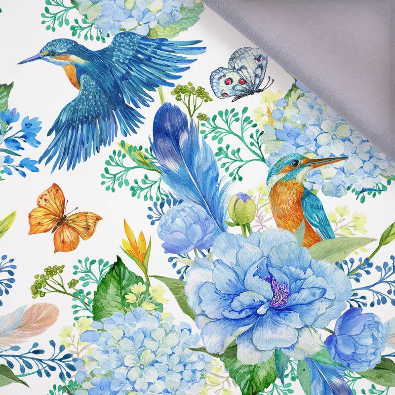 KINGFISHERS AND LILACS (KINGFISHERS IN THE MEADOW) / white - softshell