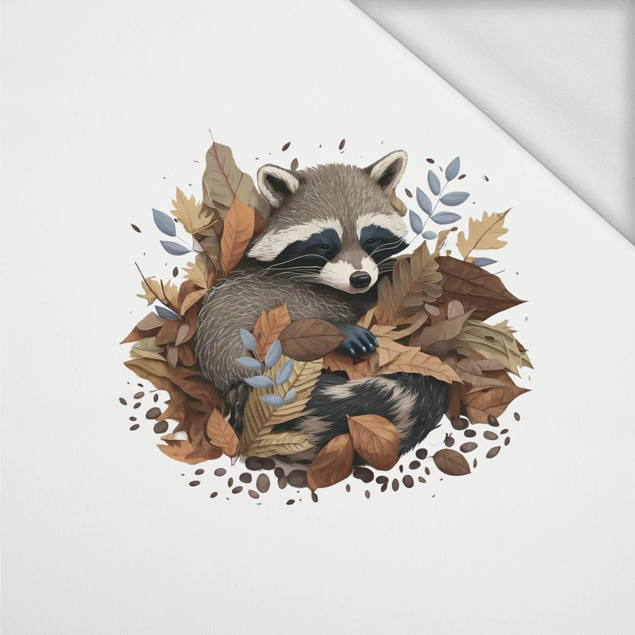 SLEEPING RACCOON - panel (60cm x 50cm) looped knit