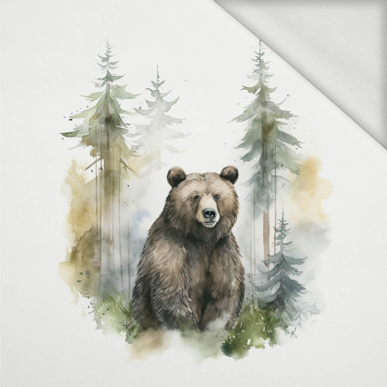 WATERCOLOR BEAR - panel (60cm x 50cm) looped knit