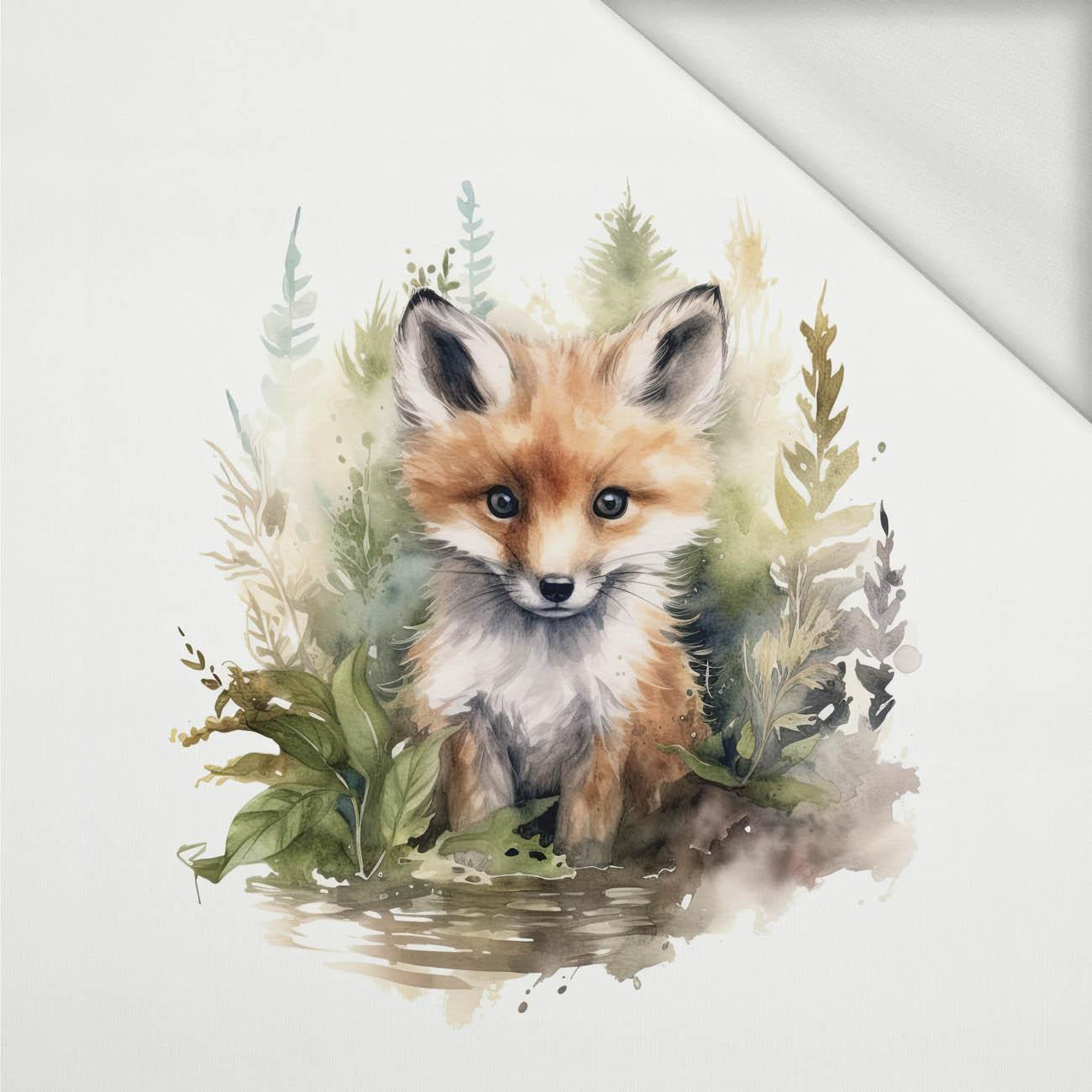 WATERCOLOR FOX - panel (60cm x 50cm) looped knit