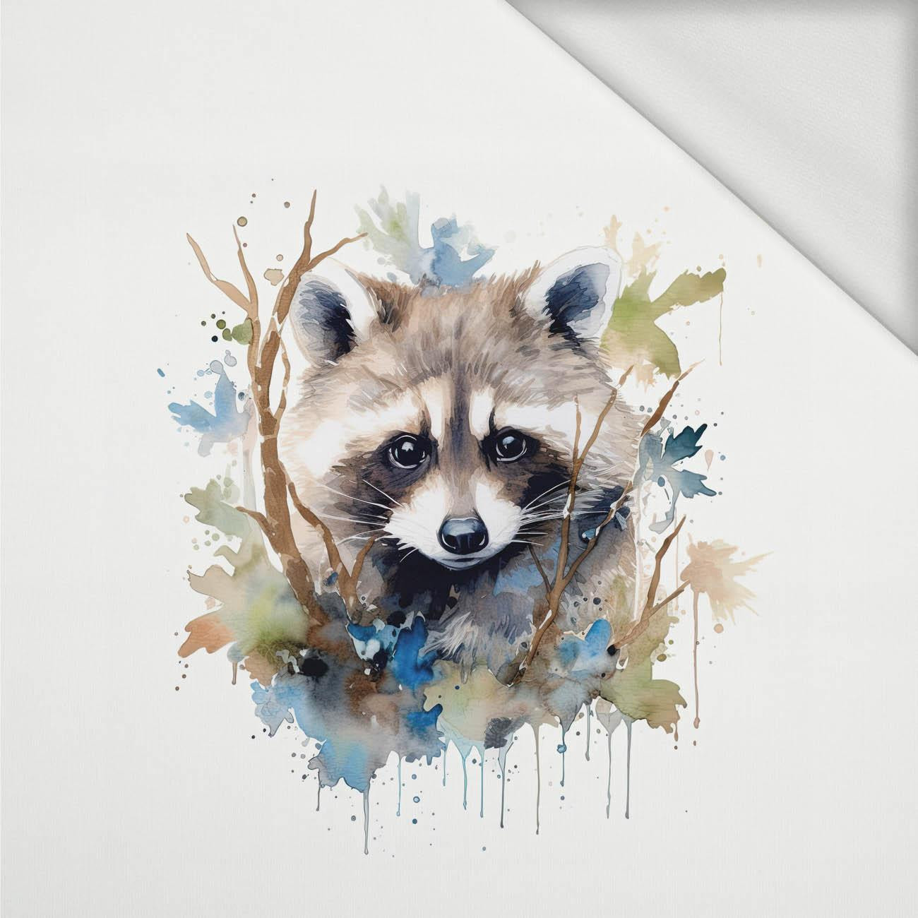 WATERCOLOR RACCOON pat. 1 - panel (60cm x 50cm) looped knit