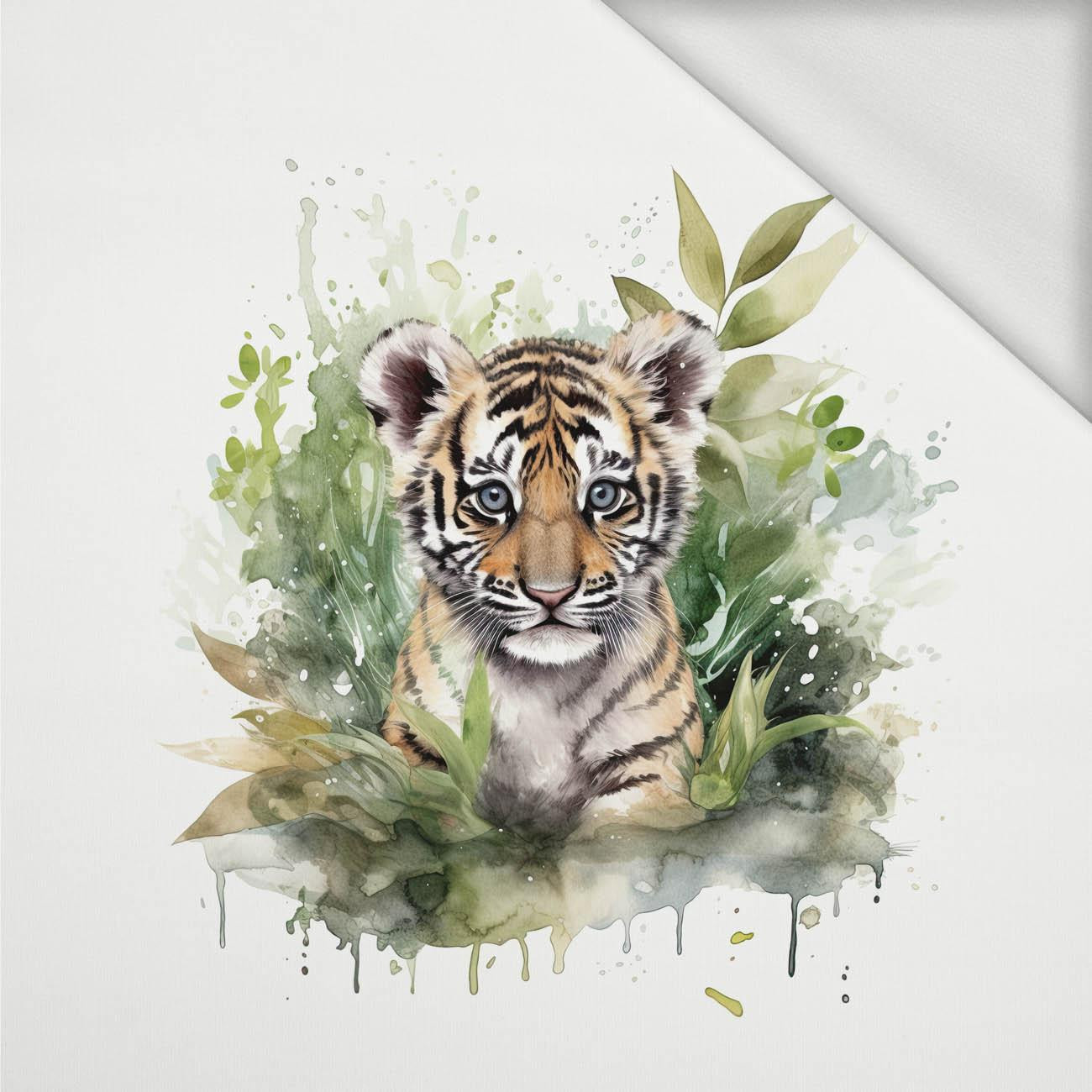 WATERCOLOR TIGER - panel (60cm x 50cm) looped knit