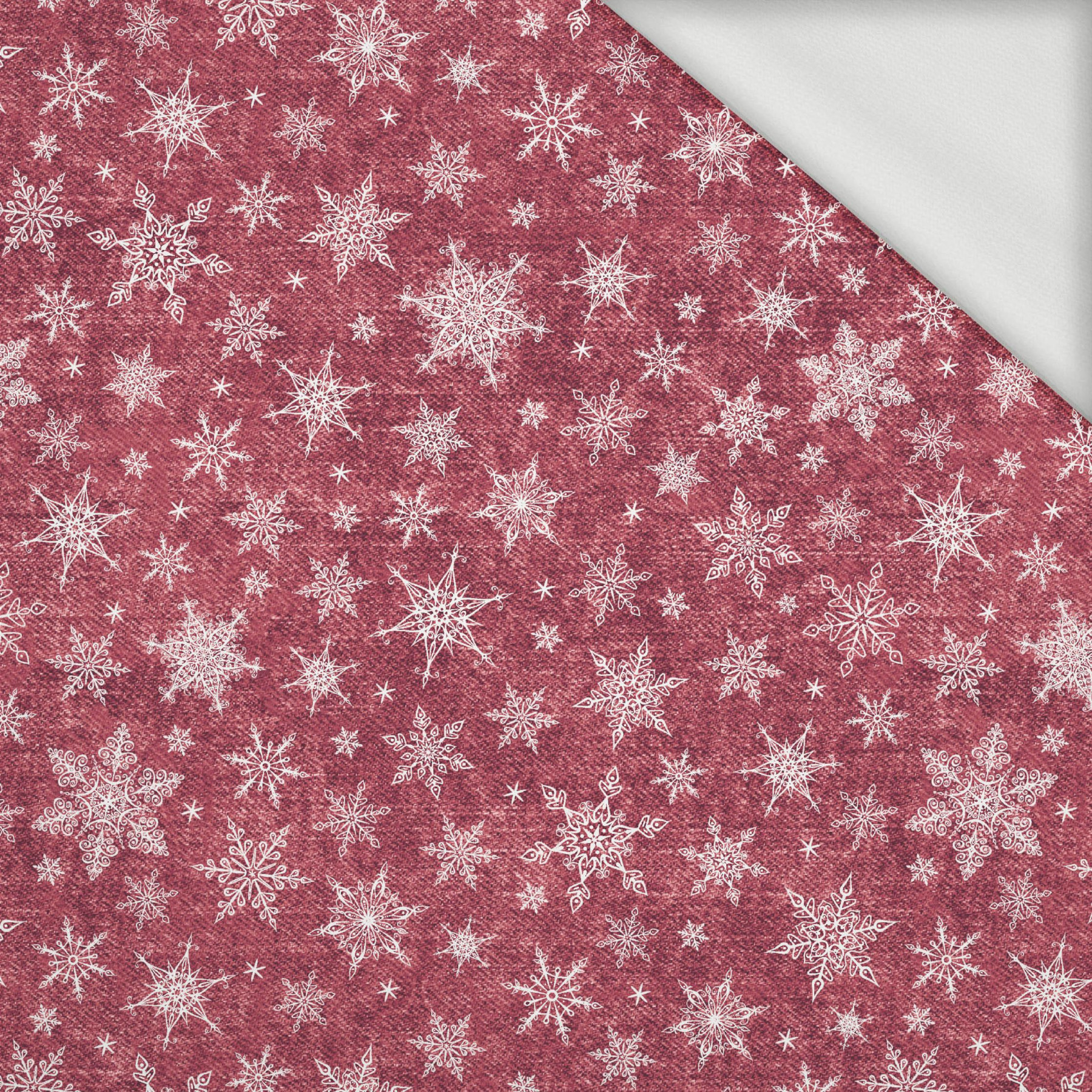 SNOWFLAKES PAT. 2 / ACID WASH MAROON  - looped knit fabric